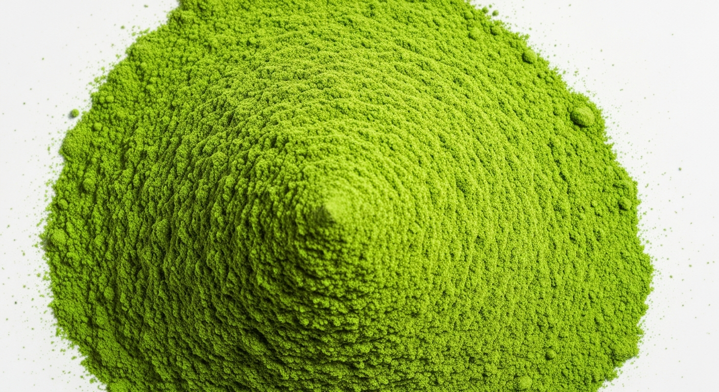 Fresh kratom powder with vibrant green color