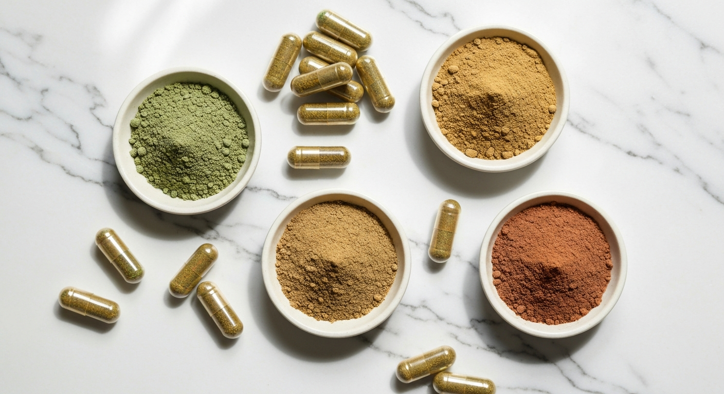 Natural herbal supplements and botanical powders
