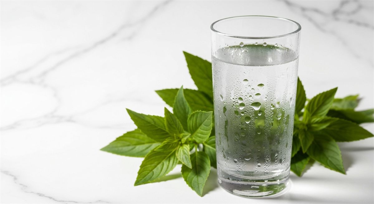 A glass of water beside kratom powder during daily use